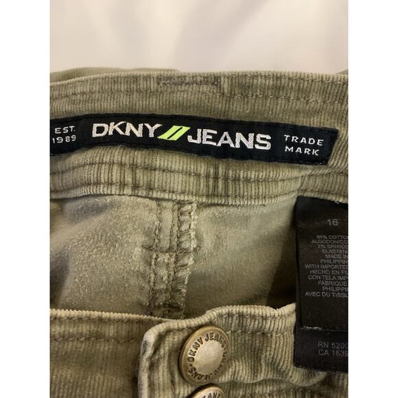 Y2K DKNY Sz 16 Corduroy Flare Low Rise Pants Wide Leg Jeans Vtg - Picture 8 of 10